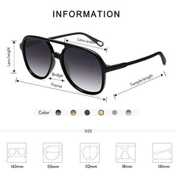 Appassal Retro Polarized Aviator Sunglasses Womens Men Vintage Double Bridge Square Sun Glasses AP3606, Black/Grey & Tortoise/Brown