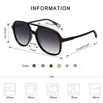 Appassal Retro Polarized Aviator Sunglasses Womens Men Vintage Double Bridge Square Sun Glasses AP3606, Black/Grey & Tortoise/Brown