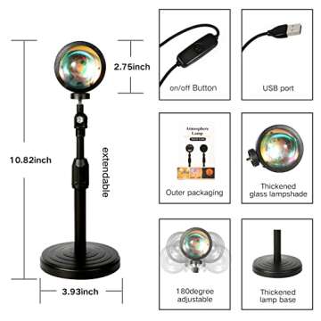 TycoLL iiLOAABB DoroGrape LED Sunset Lamp Projector, Sunset Light for for Indoor Rainbow Romantic Am...