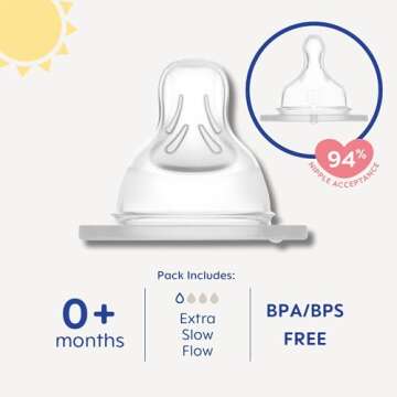 MAM Bottle Nipples Extra Slow Flow Nipple Size 0, for Newborn Babies and Older, SkinSoft Silicone Ni...