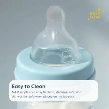 MAM Bottle Nipples Extra Slow Flow Nipple Size 0, for Newborn Babies and Older, SkinSoft Silicone Nipples for Baby Bottles, Fits All MAM Bottles, 2 Pack