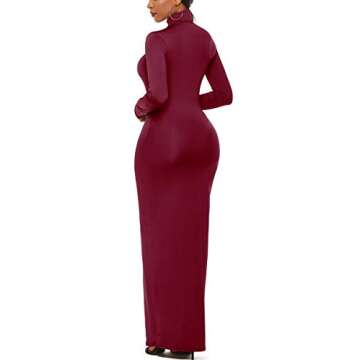 ioiom Women Fall Pure Color Maxi Skirt Bodycon Midi Skirt Wine XXL