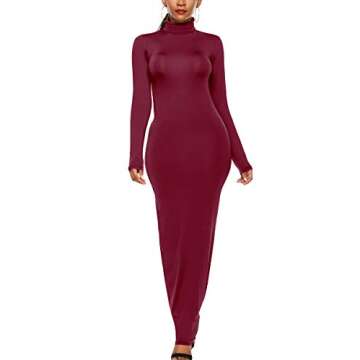 ioiom Women Fall Pure Color Maxi Skirt Bodycon Midi Skirt Wine XXL