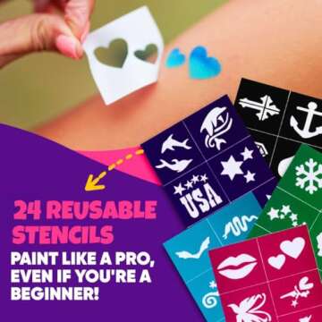 Blue Squid Face Painting Kit for Kids – 24 Colors 160pc Face Paint Kit, Hair Chalk, Stencils, Skin Safe, Non Toxic Face Painting Kit for Kids Halloween Makeup Kit