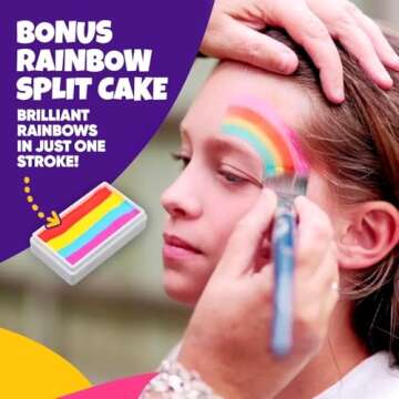 Blue Squid Face Painting Kit for Kids – 24 Colors 160pc Face Paint Kit, Hair Chalk, Stencils, Skin Safe, Non Toxic Face Painting Kit for Kids Halloween Makeup Kit