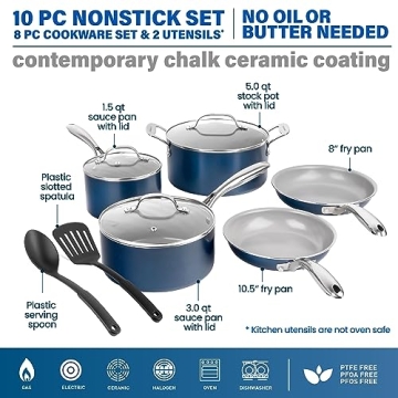 Granitestone Blue 10 Piece Nonstick Cookware Set