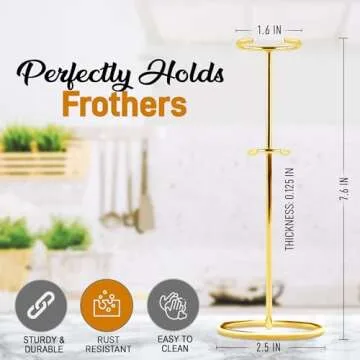 Zulay Kitchen Original Frother Stand for Milk Frothers - Heavy Duty, Premium Milk Frother Holder for Multiple Types of Handheld Frothers (Gold)