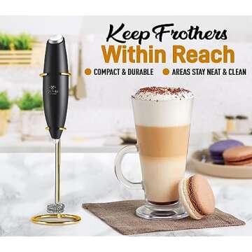 Zulay Kitchen Original Frother Stand for Milk Frothers - Heavy Duty, Premium Milk Frother Holder for Multiple Types of Handheld Frothers (Gold)