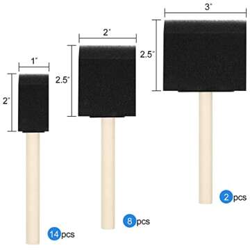 24 Pcs Foam Paint Brushes, Wood Handle Sponge Brushes for Painting, Staining, Varnishes, and DIY Cra...