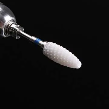 MZCMSL Medium Grit Ceramic Drill Bit,White Ceramic Cone File Bit, 3/32 Flame Style Gel Nail Polish Removing Nail Art Tool