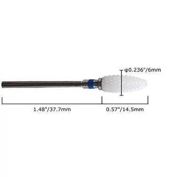 MZCMSL Medium Grit Ceramic Drill Bit,White Ceramic Cone File Bit, 3/32 Flame Style Gel Nail Polish Removing Nail Art Tool
