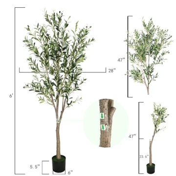 GUYUSO 6ft Artificial Olive Tree for Stunning Home Decor