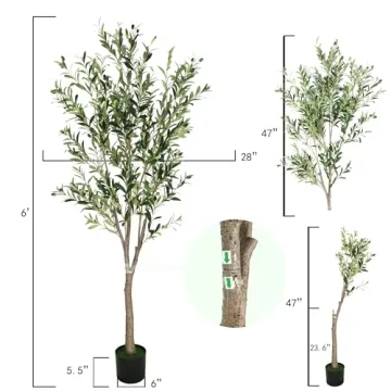 GUYUSO 6ft Artificial Olive Tree for Stunning Home Decor