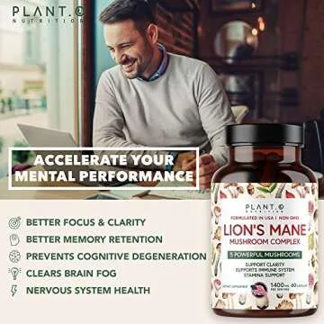Plant.O Premium Lion's Mane Brain Supplement, 5 Mushroom Complex