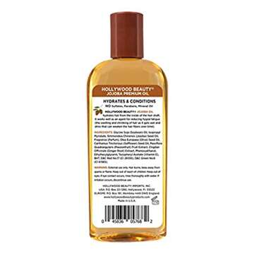 Hollywood Beauty Jojoba Hair Oil, 8oz Bottle, Light Non Greasy, Hydrates & Conditions Hair, Soothes ...