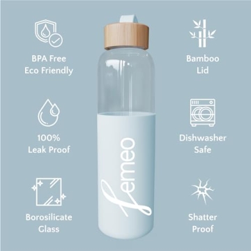 Femeo® 18oz Eco-Friendly Glass Water Bottle