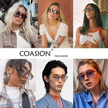 COASION Vintage 70s Flat Aviator Small Frame Sunglasses for Women Men Square Metal Design UV400 Prot...