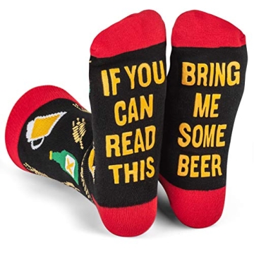 Lavley If You Can Read This, Bring Me Funny Socks - Novelty Gifts for Men, Women and Teens (US, Alph...