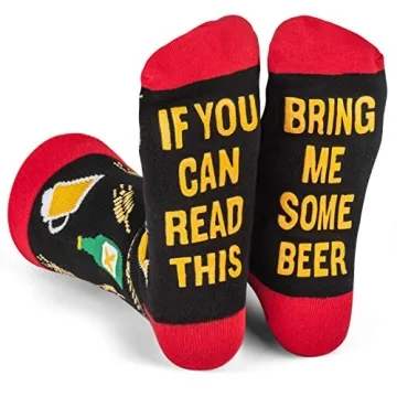 Lavley If You Can Read This, Bring Me Funny Socks - Novelty Gifts for Men, Women and Teens (US, Alph...