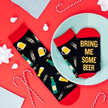 Lavley If You Can Read This, Bring Me Funny Socks - Novelty Gifts for Men, Women and Teens (US, Alpha, One Size, Regular, Regular, Beer)