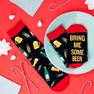 Lavley If You Can Read This, Bring Me Funny Socks - Novelty Gifts for Men, Women and Teens (US, Alpha, One Size, Regular, Regular, Beer)
