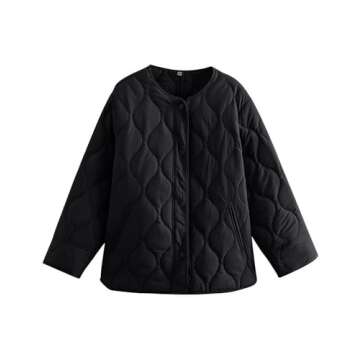 PEHMEA Women's Quilted Lightweight Jackets Button Down Puffer Jacket Coats Fashion Warm Padded Outwe...