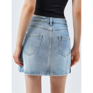 Cicy Bell Womens Casual Asymmetrical Denim Mini Skirt