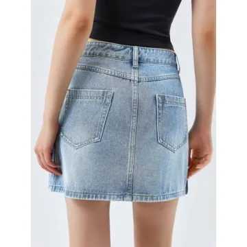 Cicy Bell Womens Casual Asymmetrical Denim Mini Skirt