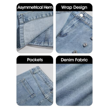 Cicy Bell Womens Casual Asymmetrical Denim Mini Skirt