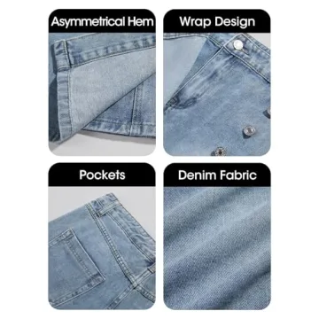 Cicy Bell Womens Casual Asymmetrical Denim Mini Skirt