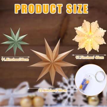 Leinuosen 10 Set Christmas Snowflake Paper Lantern Star Paper Lantern with 10 LED Lights Paper Lamp ...