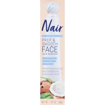 NAIR Exfoliating Facial Hair Removal Cream for Women - Smooth Skin Solution with Collagen for Sensit...