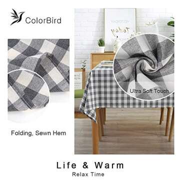 ColorBird Buffalo Plaid Tablecloth Cotton Linen Checkered Tablecloth for Home Kitchen Farmhouse Dini...