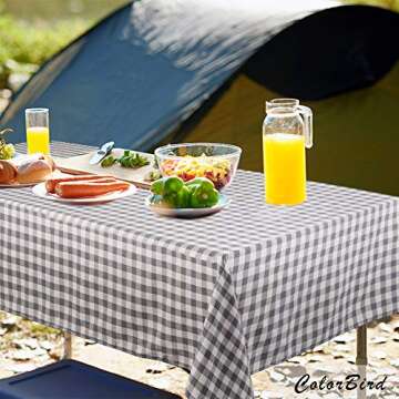 ColorBird Buffalo Plaid Tablecloth Cotton Linen Checkered Tablecloth for Home Kitchen Farmhouse Dining Party Picnic Indoor Outdoor Use (Rectangle/Oblong, 55 x 70 Inch, Gray)