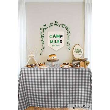 ColorBird Buffalo Plaid Tablecloth Cotton Linen Checkered Tablecloth for Home Kitchen Farmhouse Dining Party Picnic Indoor Outdoor Use (Rectangle/Oblong, 55 x 70 Inch, Gray)