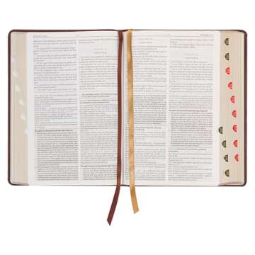 KJV Study Bible, Large Print King James Version Holy Bible, Thumb Tabs, Ribbons, Faux Leather Toffee Brown Framed Art Nouveau Debossed (KJV Study Editions LP)