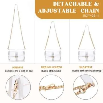Vorspack Clear Purse - Clear Bag Stadium Approved Clear Crossbody Bag for Women with Adjustable Strap Clear Plastic Bag for Concert Sport Festival - White