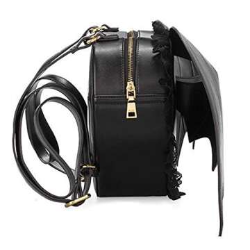 NEEVAS Fashion Girl Gothic Black Bat Heart Wings Backpack Goth Punk Lace Wing Bag