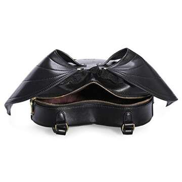 NEEVAS Fashion Girl Gothic Black Bat Heart Wings Backpack Goth Punk Lace Wing Bag