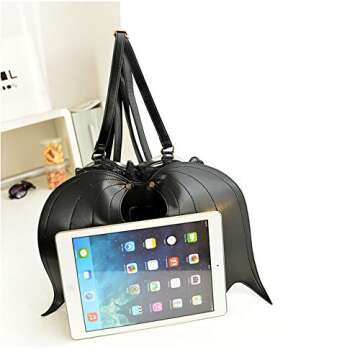 NEEVAS Fashion Girl Gothic Black Bat Heart Wings Backpack Goth Punk Lace Wing Bag