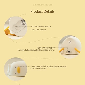 Duck Night Light for Kids Cute Rechargeable Lamp