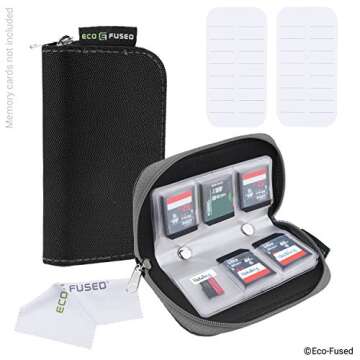Eco-Fused Memory Card Case - Fits up to 22x SD, SDHC, Micro SD, Mini SD and 4X CF - Holder with 22 S...