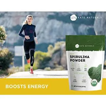 Kate Naturals Organic Spirulina Powder for Immune Support and Antioxidants. Nutrient Dense Superfood Supplement (8 oz, USDA Certified, Non-GMO, Gluten- Free)