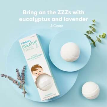 Frida Baby Natural Vapor Bath Bombs for Toddlers & Kids, Eucalyptus Essential Oil Bath Bombs for Aromatherapy, 3 Count