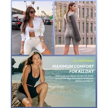 CAMPSNAIL 4 Pack Women's Biker Shorts with Pockets