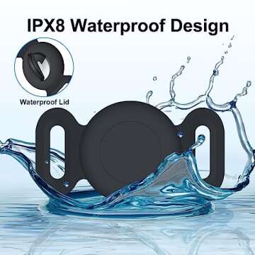 SZJCLTD Waterproof Airtag Dog Collar Holder (2 Pack), Protective Anti-Lost Airtag Case for GPS Dog Tracker, Silicone Airtag Cat Collar Dog Airtag Holder for Pets(Black/Black)