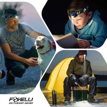 Foxelli Rechargeable LED Headlamp – Ultralight, Waterproof, and USB Rechargeable Headlamp with Red Light for Running, Camping, Hiking & Outdoors