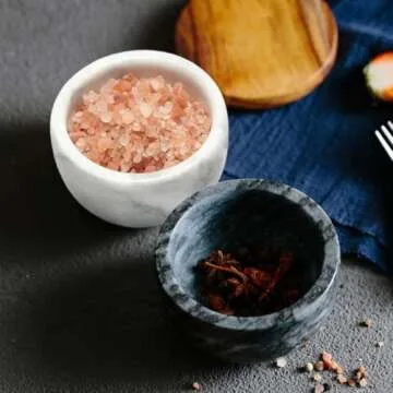 Elegant Jalz Salt Box with Marble Base and Wood Lid