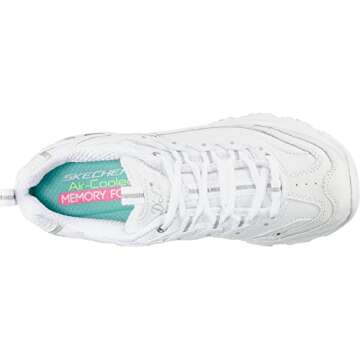 Skechers Sport womens D'LITES FRESH START Memory Foam Lace-up Sneaker,White Silver,9 M US