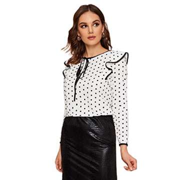 WDIRARA Women's Polka Dots Ruffle Blouse for Stylish Comfort